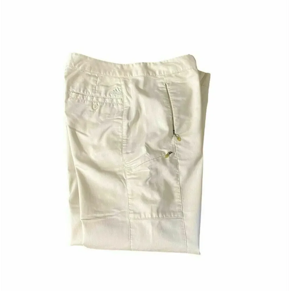 Adidas Women's Ivory Sz 8 Capri Pant Golf Club Slim Fit Stretch Pockets Chino